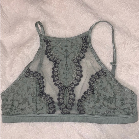 Victoria’s Secret Green Lace High-neck Bralette
